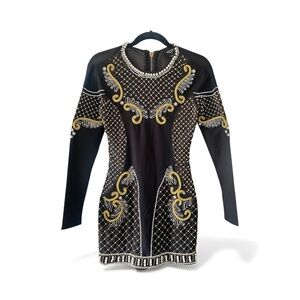 Nasty Gal Black Gold Embellished Mini Dress Holiday Party Cocktail SZ XXS